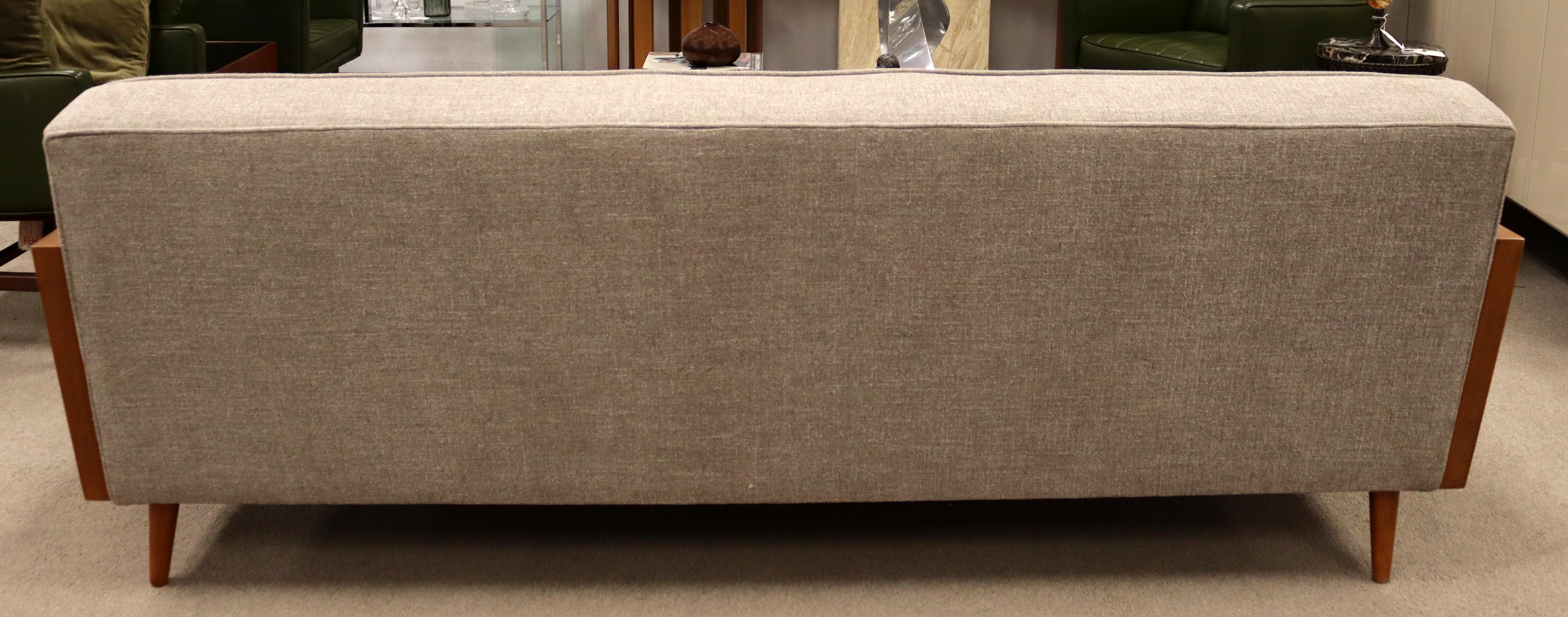 Contemporary Modernist Casara Modern Sofa McCobb Dunbar Style Gray Fabric & Wood 2