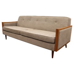 Contemporary Modernist Casara Modern Sofa McCobb Dunbar Style Gray Fabric 
Wood