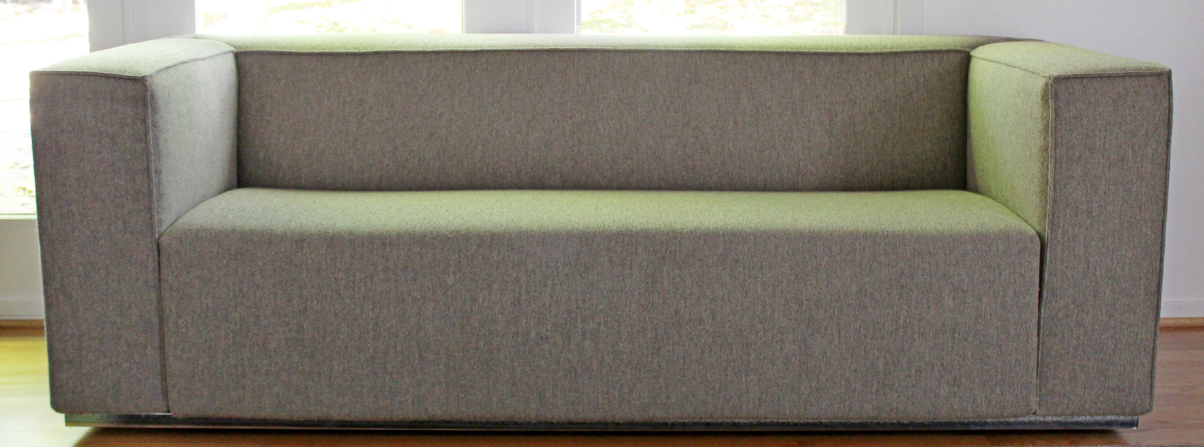Italian Contemporary Modernist Cassina Italy Plush Gray Sofa on Chrome Base For Sale