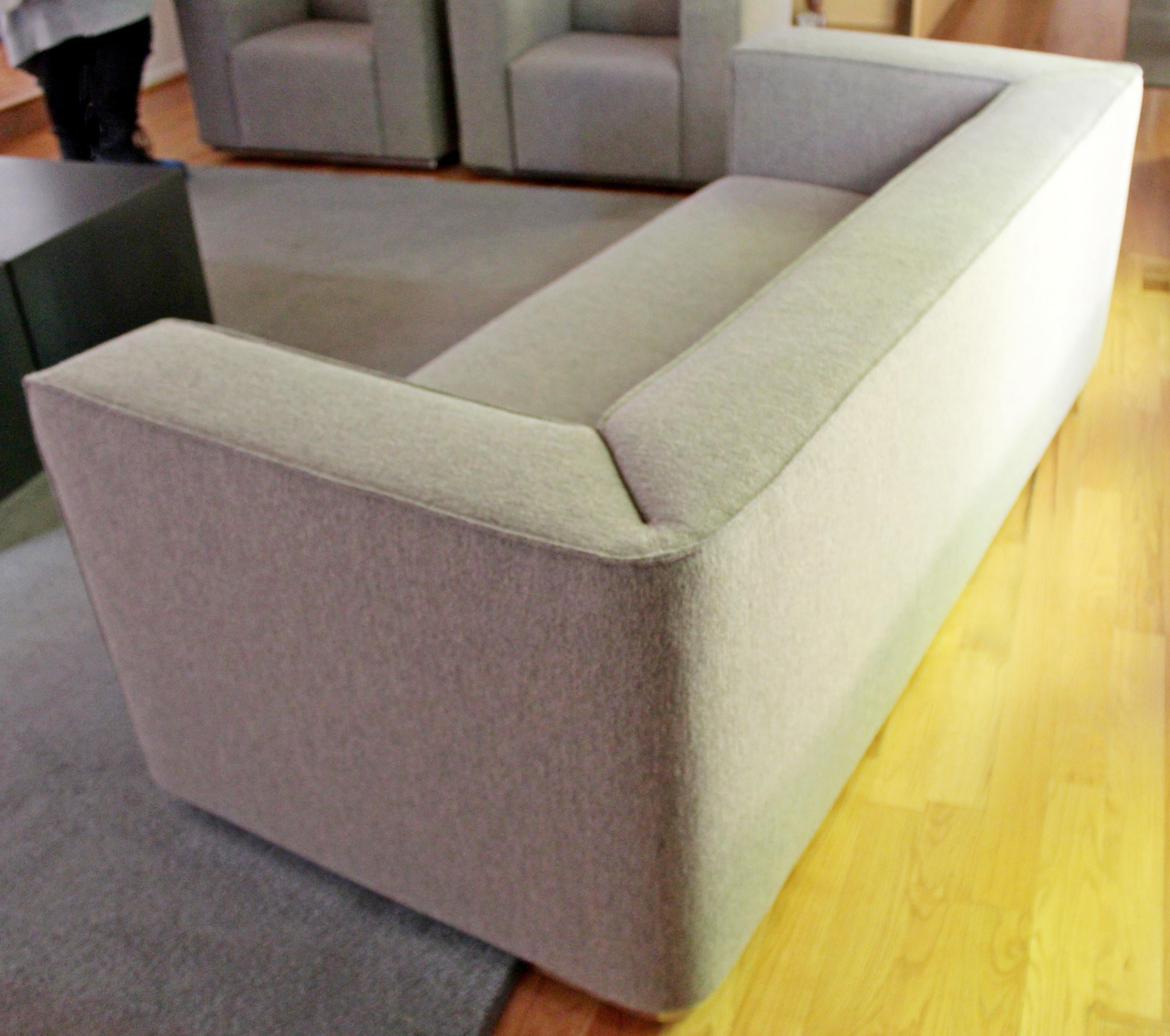 20th Century Contemporary Modernist Cassina Italy Plush Gray Sofa on Chrome Base For Sale