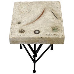 Used Contemporary Modernist Cement Concrete Side End Table by Cranbrook Artist