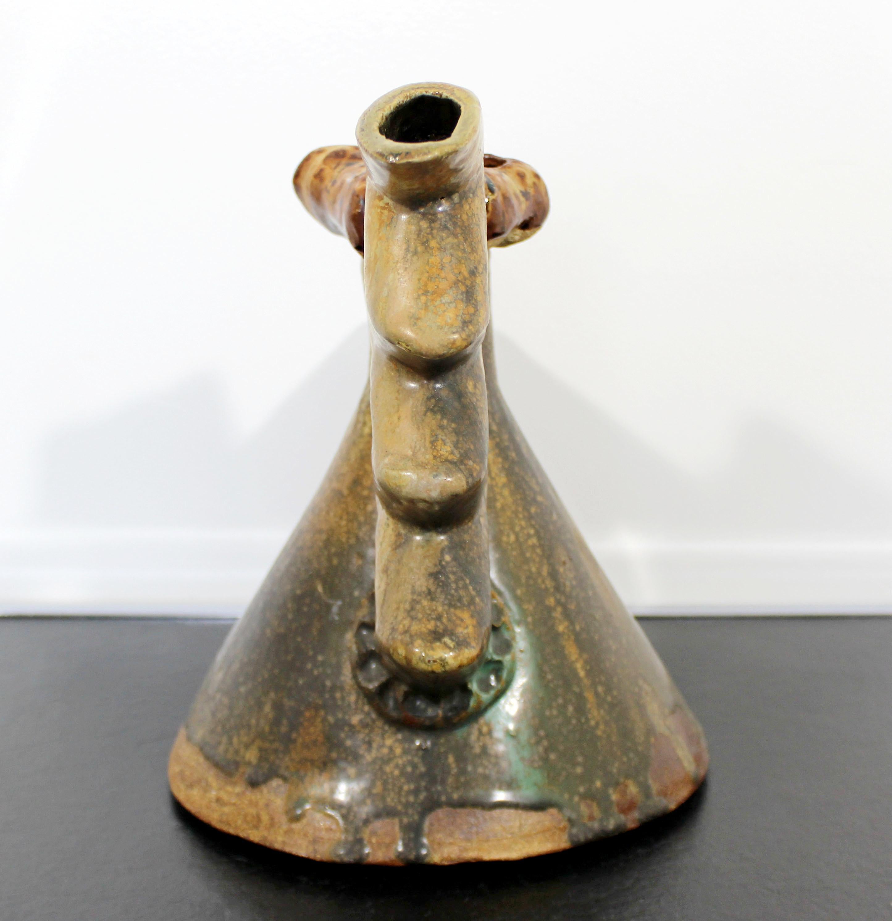 British Contemporary Modernist Ceramic Teapot Sculpture Signed Eddie Kent Great Britain