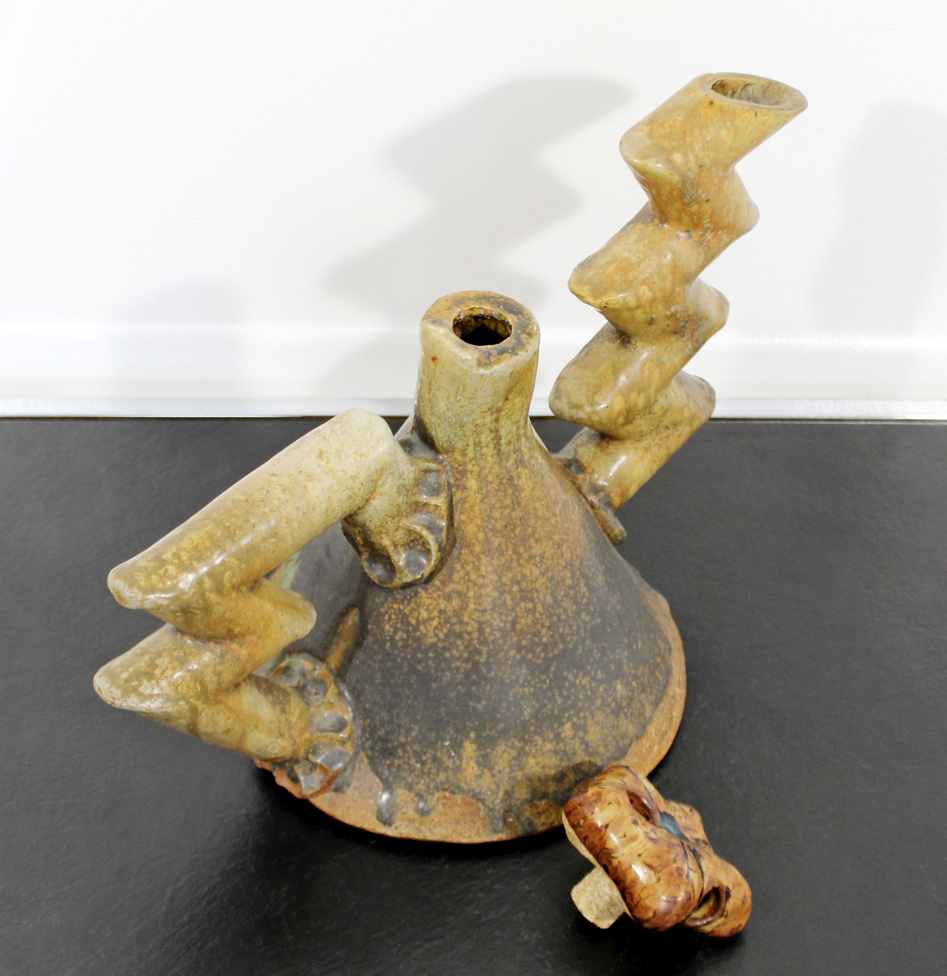 Contemporary Modernist Ceramic Teapot Sculpture Signed Eddie Kent Great Britain 2