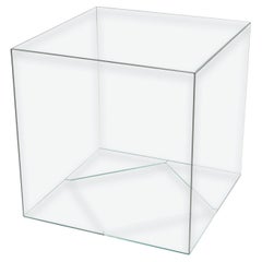 Tavolo d'accento laterale a cubo in vetro trasparente modernista Tavolo d'accento laterale a cubo in vetro trasparente modernista