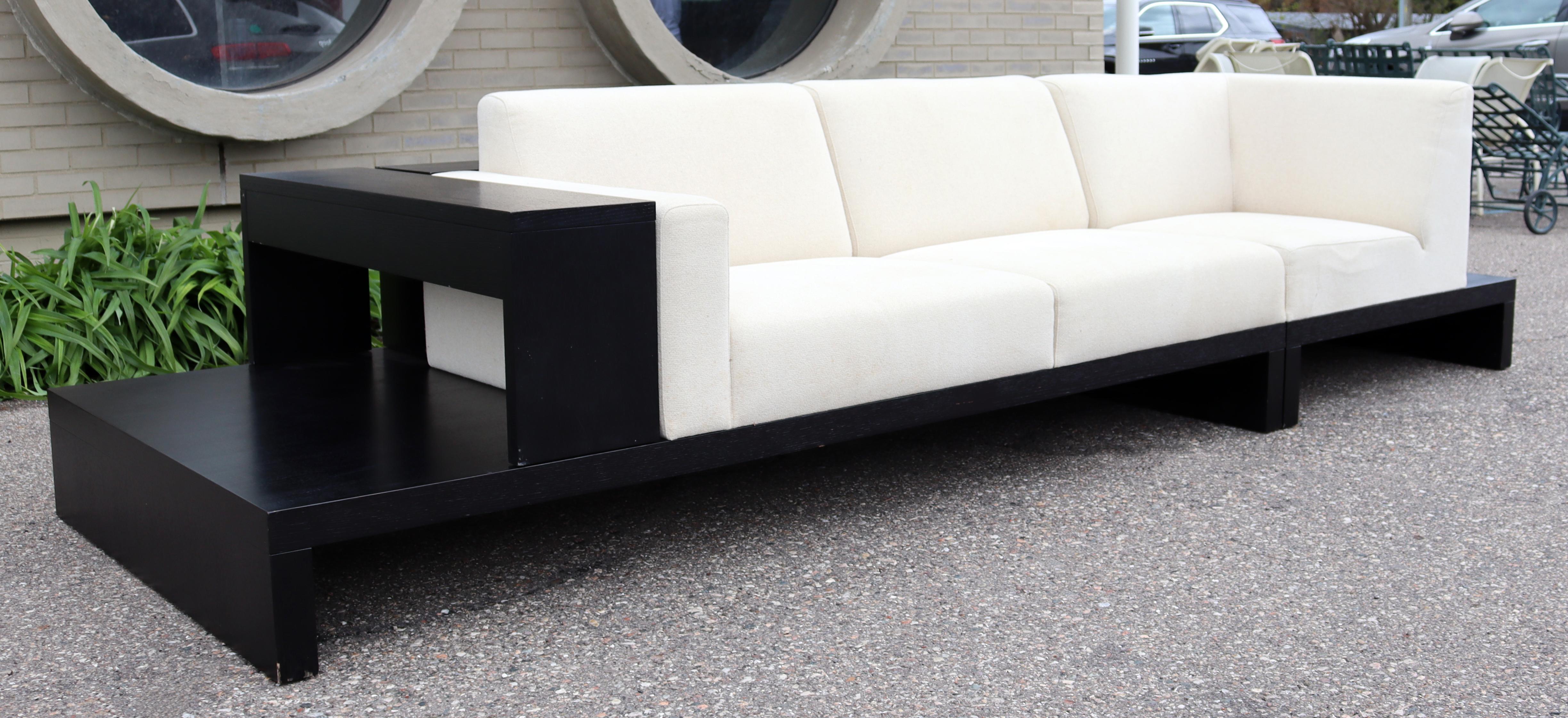 20th Century Contemporary Modernist Cream Sofa on Platform with Shelving