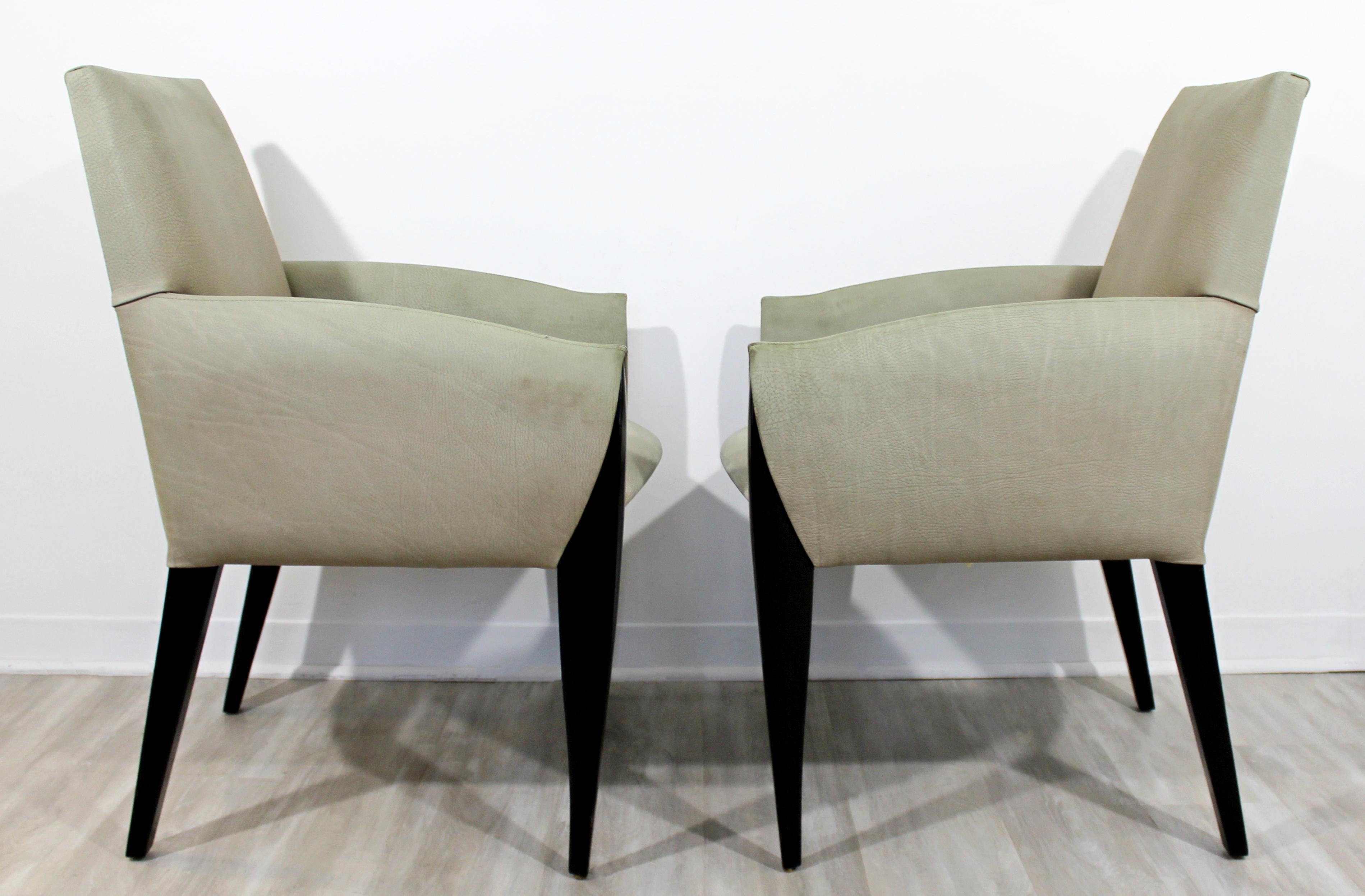 Contemporary Modernist Dakota Jackson Pair of Leather Lounge Armchairs In Good Condition In Keego Harbor, MI