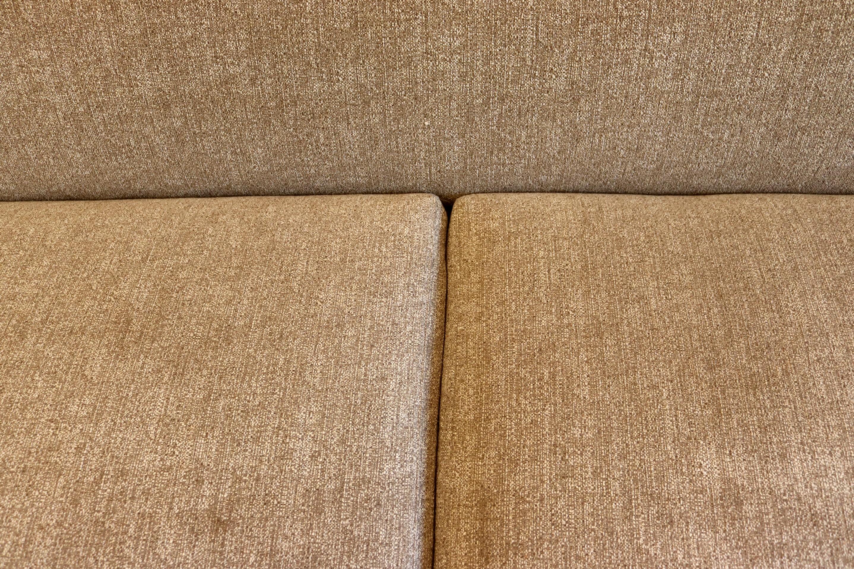 Contemporary Modernist Dellarobbia Pair of Oatmeal Taupe Sofas Made in USA 4