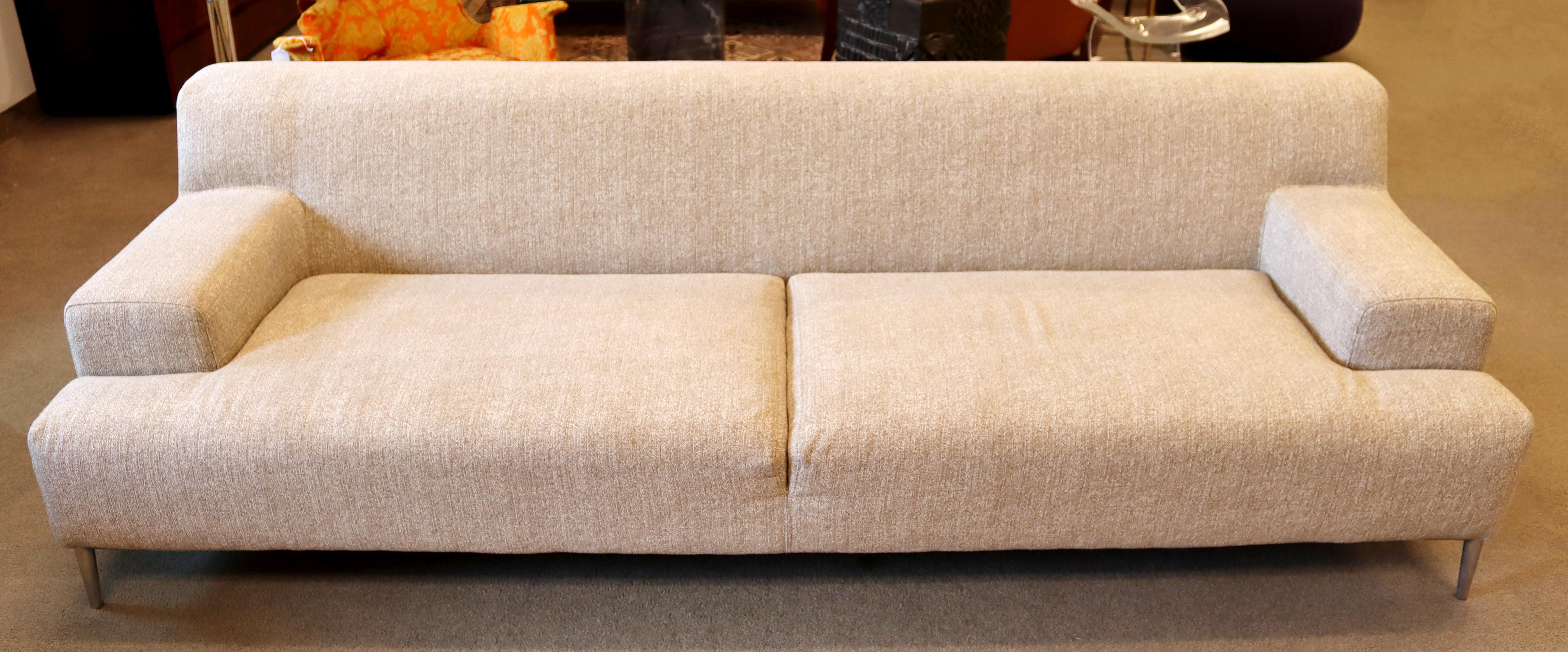20th Century Contemporary Modernist Dellarobbia Pair of Oatmeal Taupe Sofas Made in USA