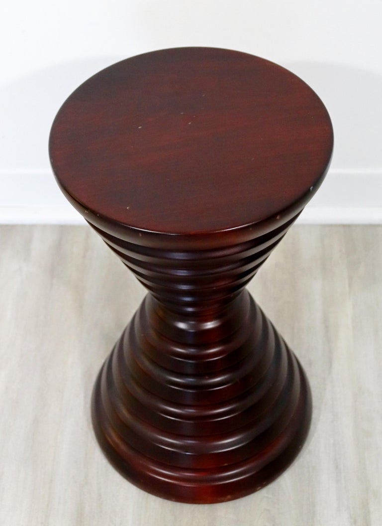 Contemporary Modernist Dialogica Round Ringed Wood Side End Table or Stool In Good Condition For Sale In Keego Harbor, MI