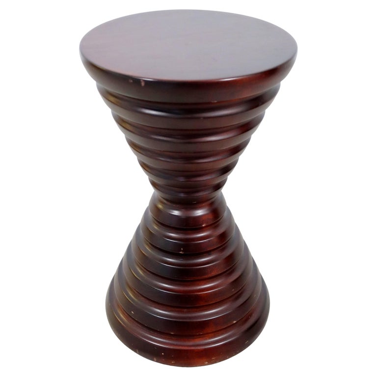 Contemporary Modernist Dialogica Round Ringed Wood Side End Table or Stool For Sale