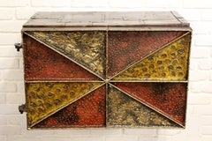 Contemporary Modernist Floating Cube Metal Cabinet in Style of Paul Evans