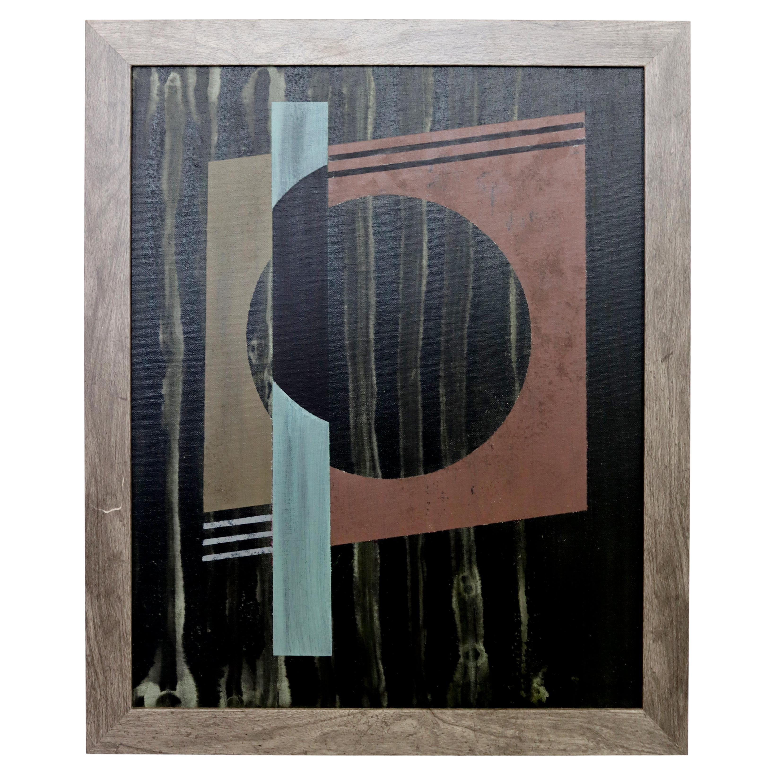 Peinture sur panneau encadrée moderniste contemporaine encadrée Gunda Hass signée, 2016 Sphère