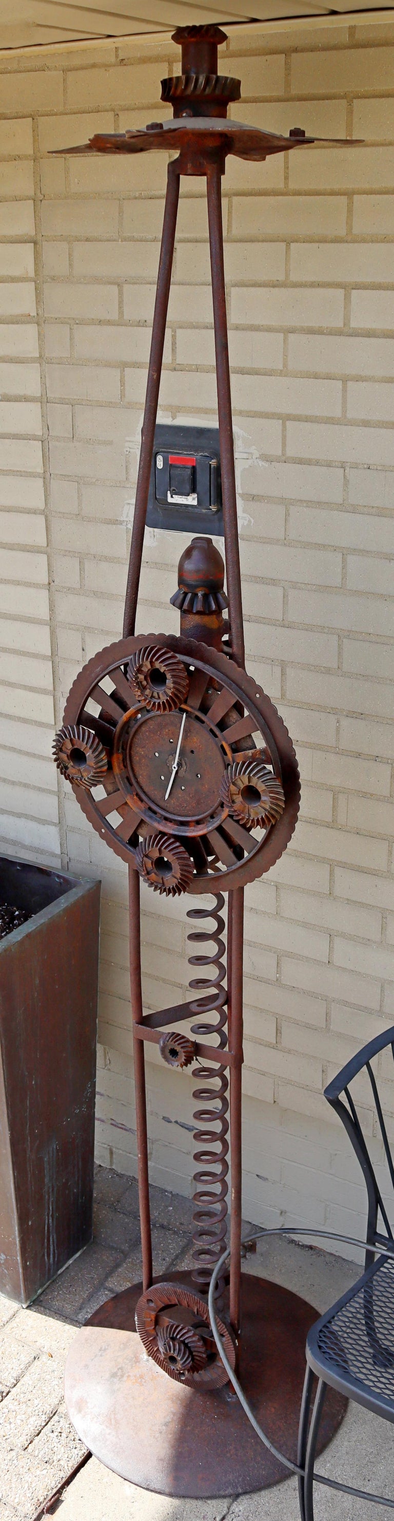 Contemporary Modernist Large Metal Outdoor Abstract Clock Standing