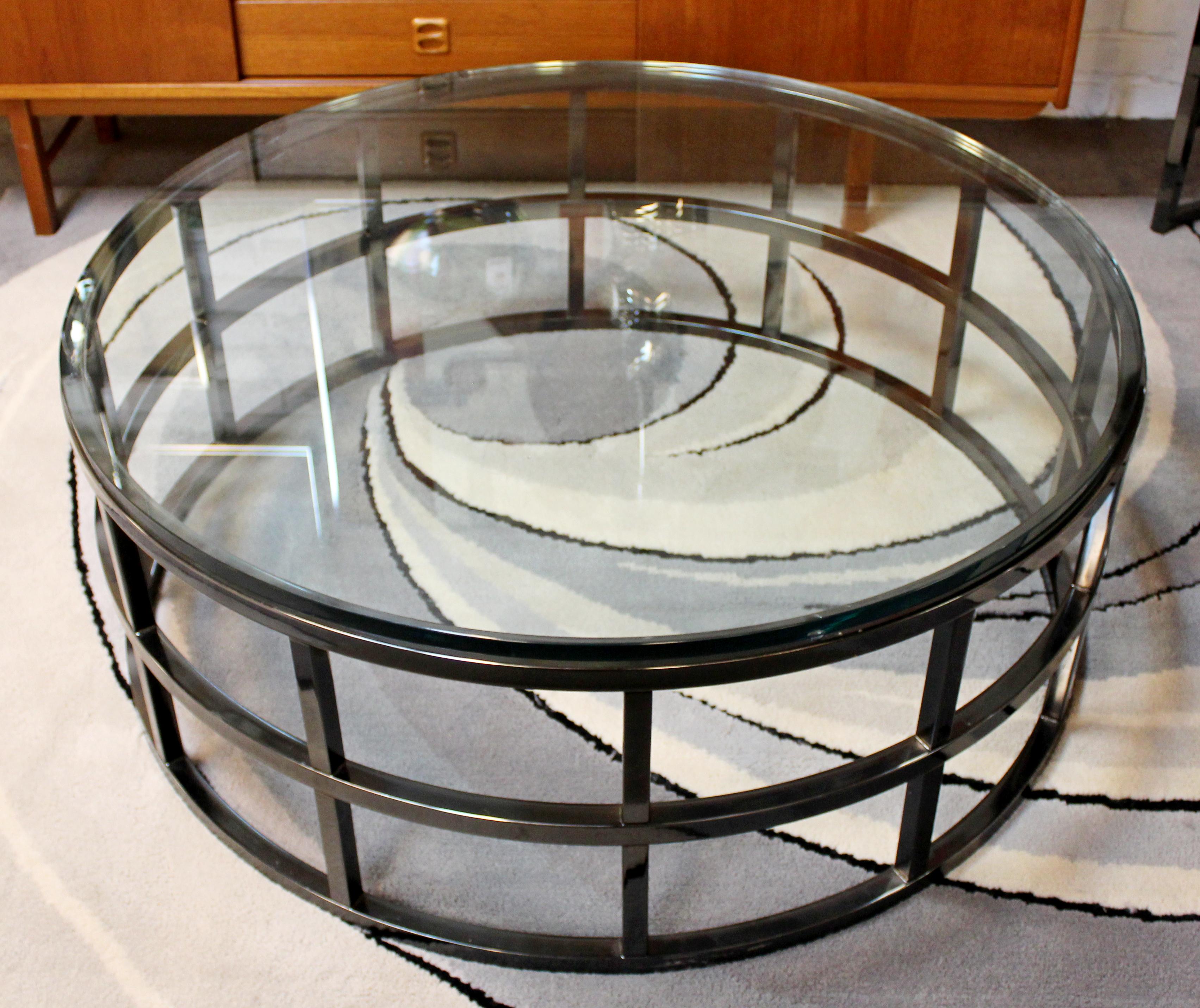 large glass round coffee table