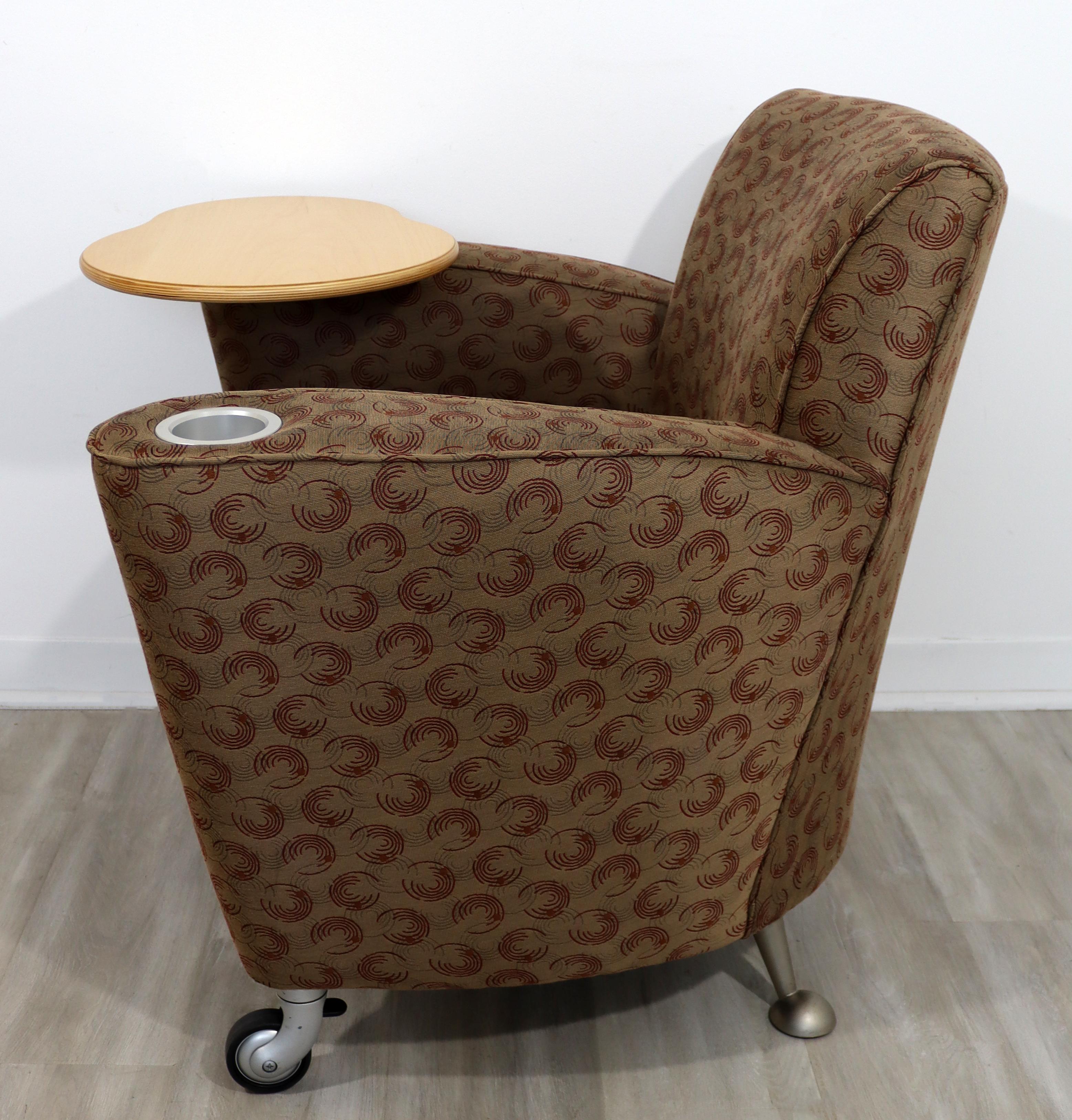 Contemporary Modernist Loewenstein Beige Fabric Tablet Armchair Adjustable Table 1