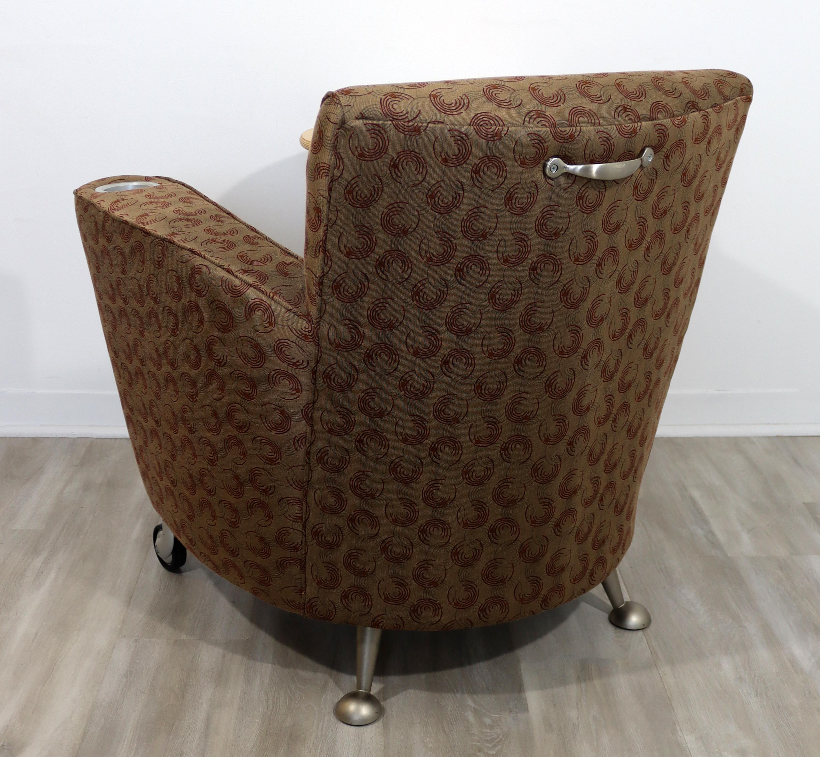 Contemporary Modernist Loewenstein Beige Fabric Tablet Armchair Adjustable Table 2