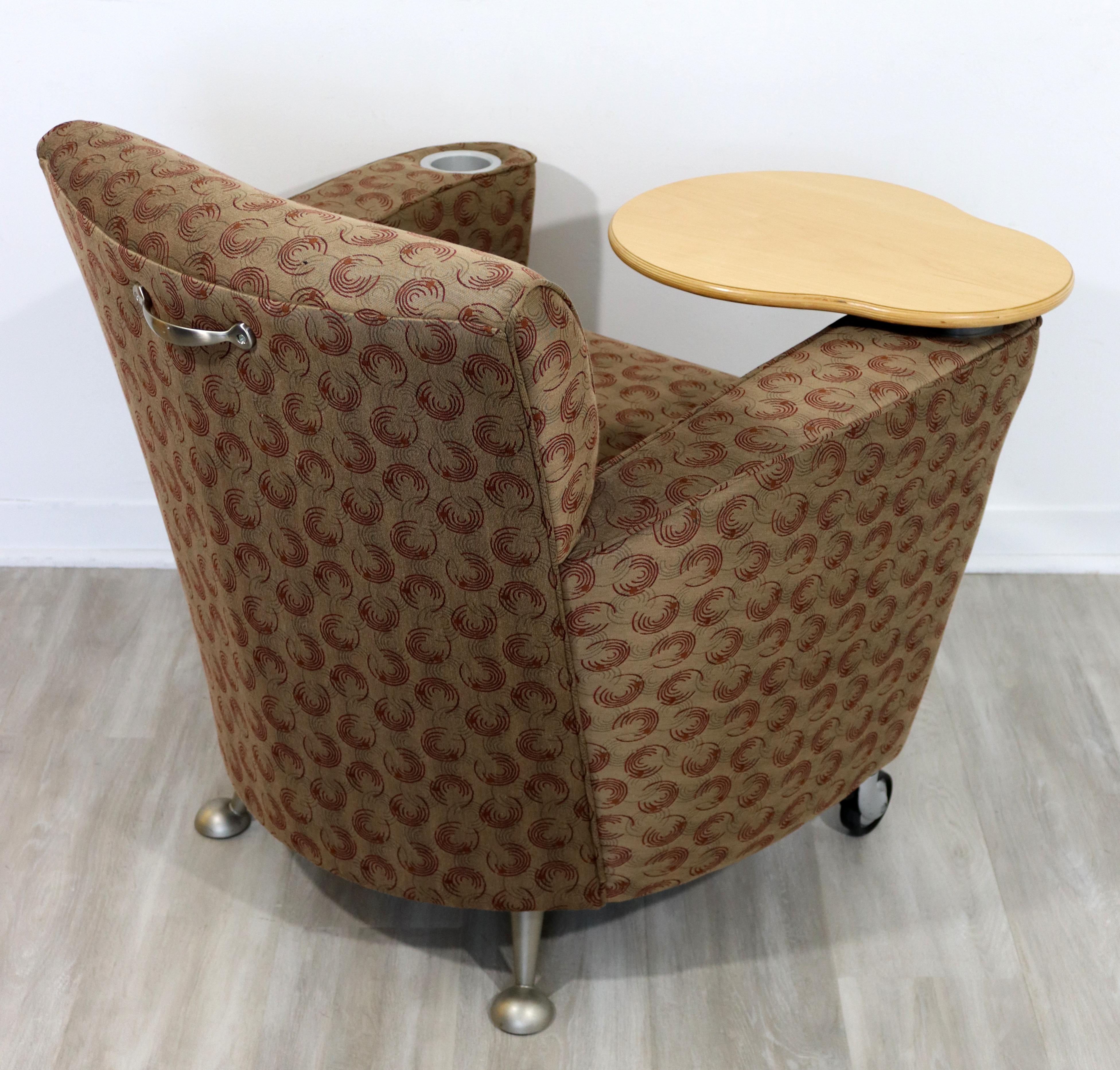 Contemporary Modernist Loewenstein Beige Fabric Tablet Armchair Adjustable Table 3