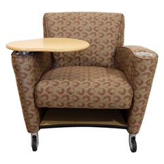 Used Contemporary Modernist Loewenstein Beige Fabric Tablet Armchair Adjustable Table