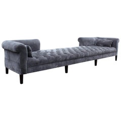 Contemporary Modernist Long Tufted Gray Party Sofa Dunbar Style