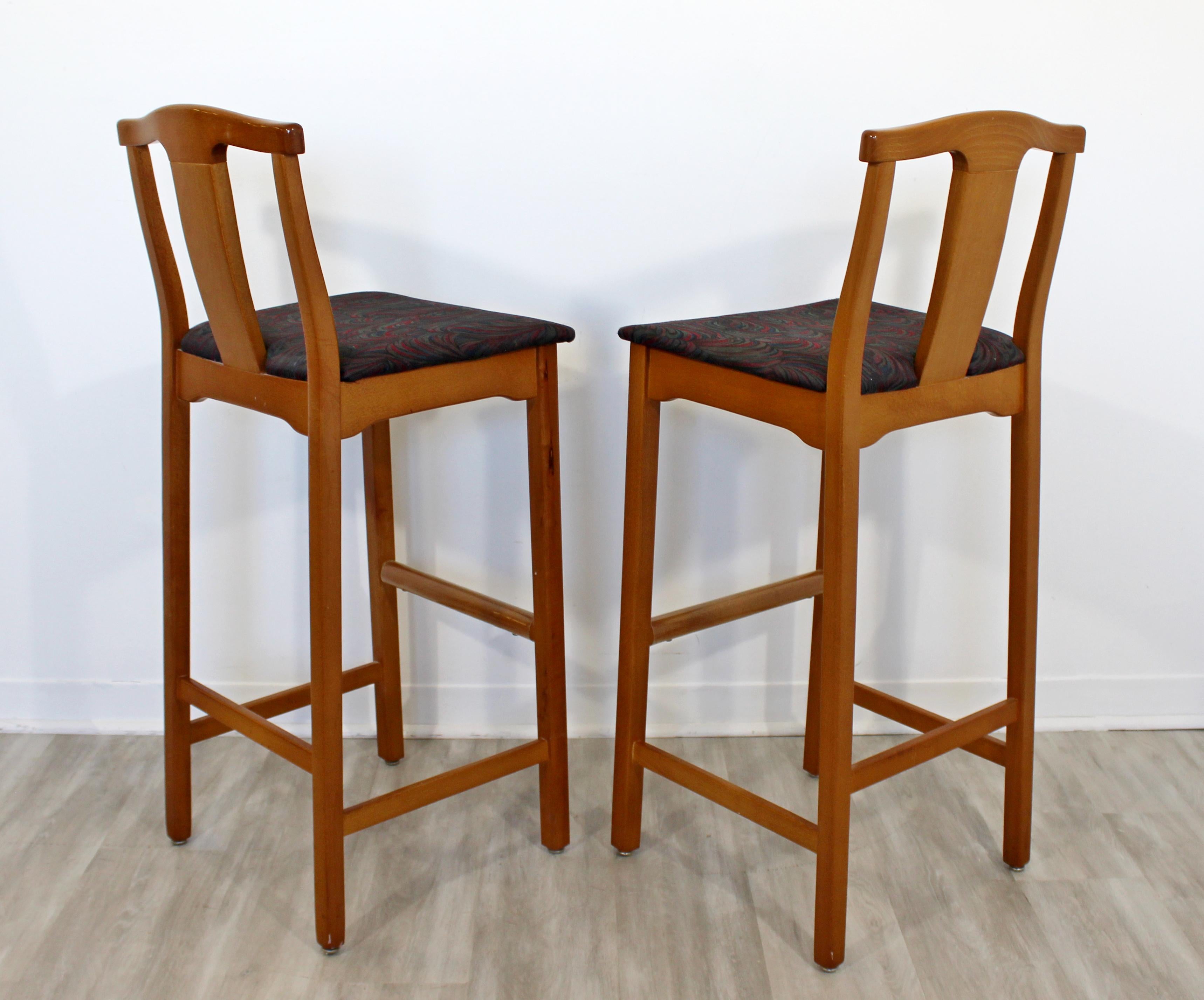 Wood Contemporary Modernist Lowenstein Set of 4 Counter Bar Stools, 1990s For Sale