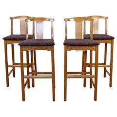 Vintage Contemporary Modernist Lowenstein Set of 4 Counter Bar Stools, 1990s