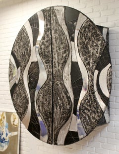 Contemporary Modernist Massive Round Floating Cabinet Paul Evans Argente Style