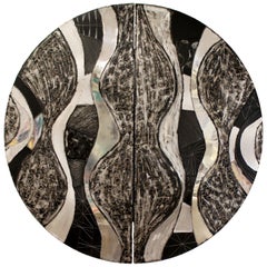 Contemporary Modernist Massive Round Floating Cabinet Paul Evans Argente Style