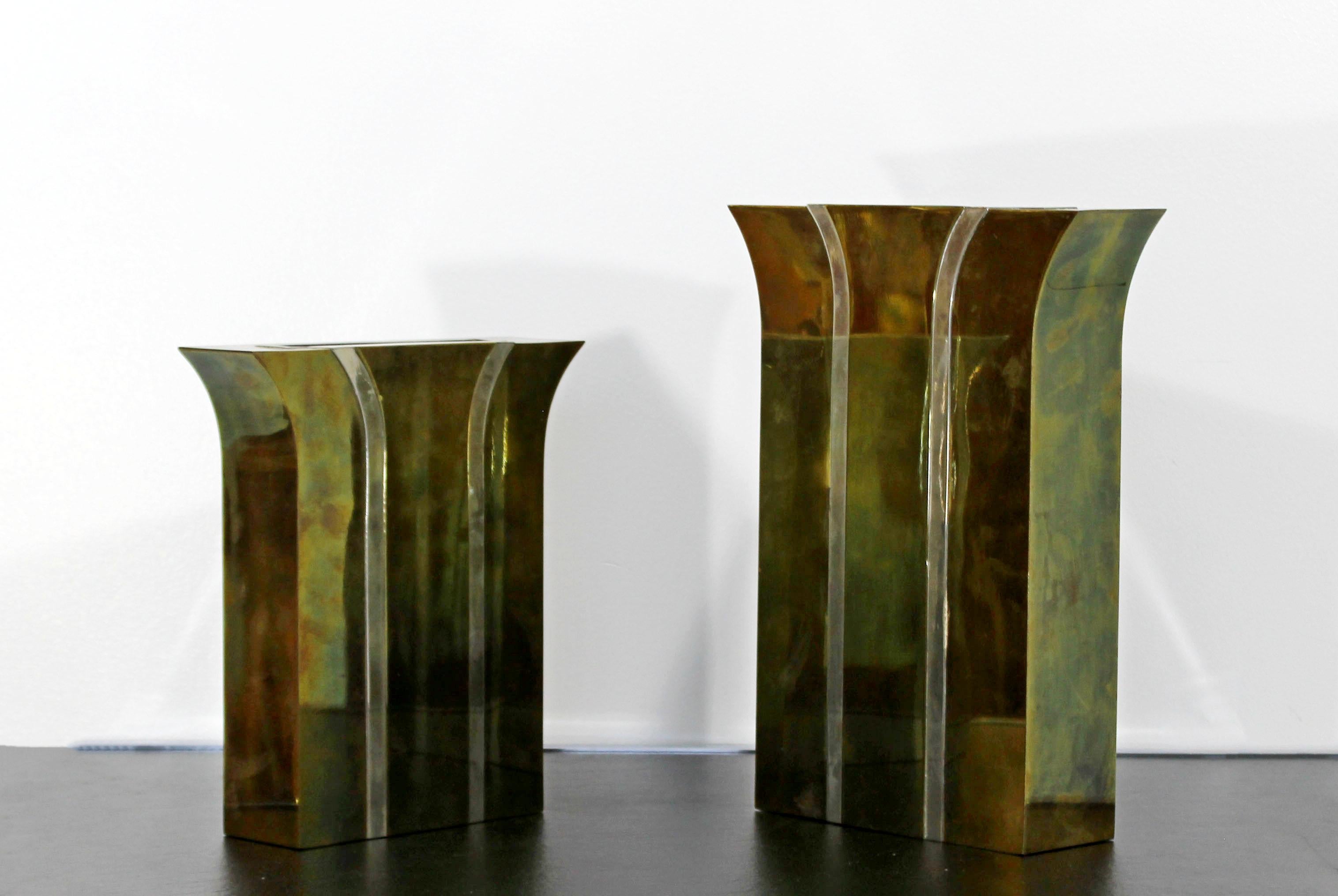 Italian Contemporary Modernist Mixed Metal Brass Decorative Vases Made in Italy, 1980s