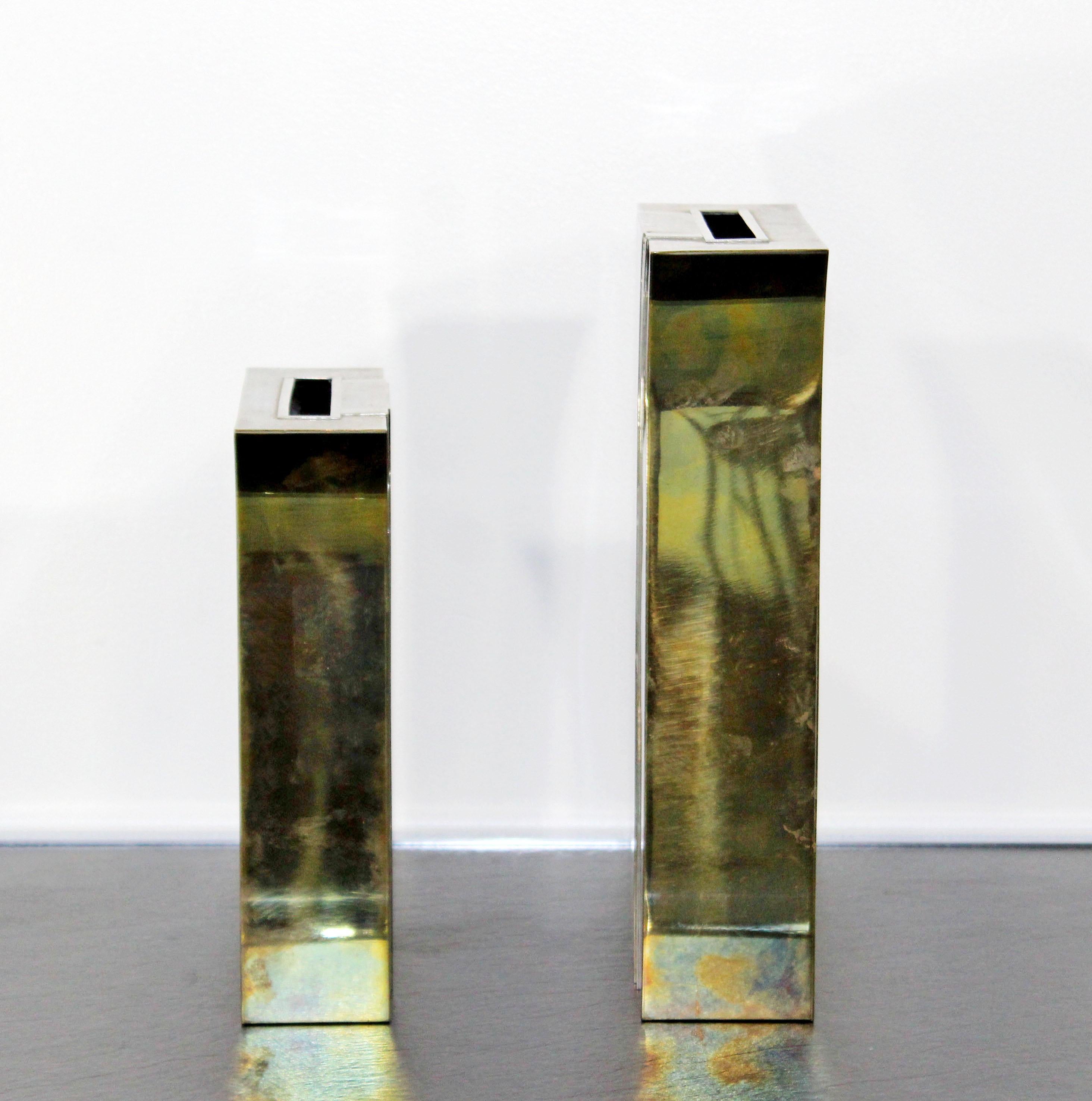 Late 20th Century Contemporary Modernist Mixed Metal Brass Decorative Vases Made in Italy, 1980s