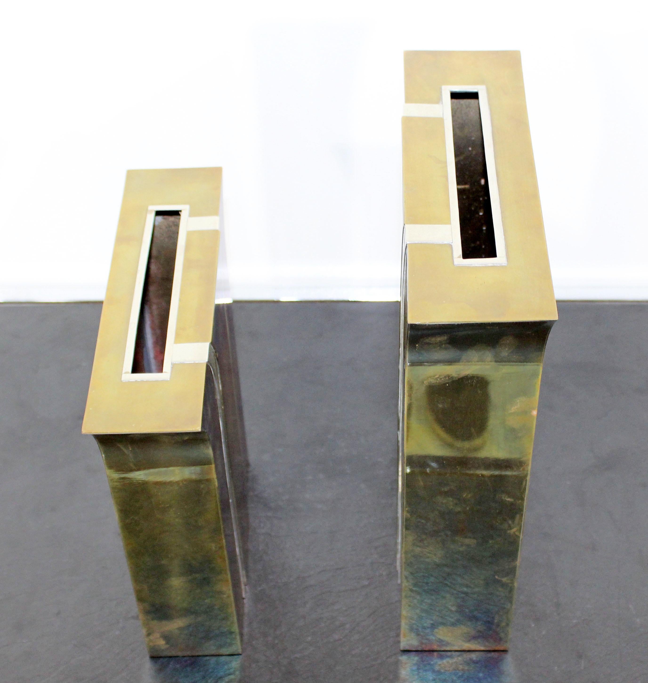 Contemporary Modernist Mixed Metal Brass Decorative Vases Made in Italy, 1980s 1