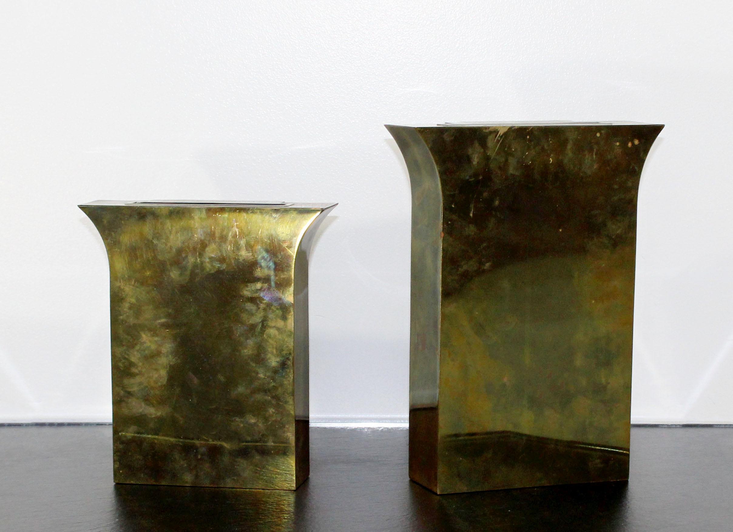 Contemporary Modernist Mixed Metal Brass Decorative Vases Made in Italy, 1980s 2