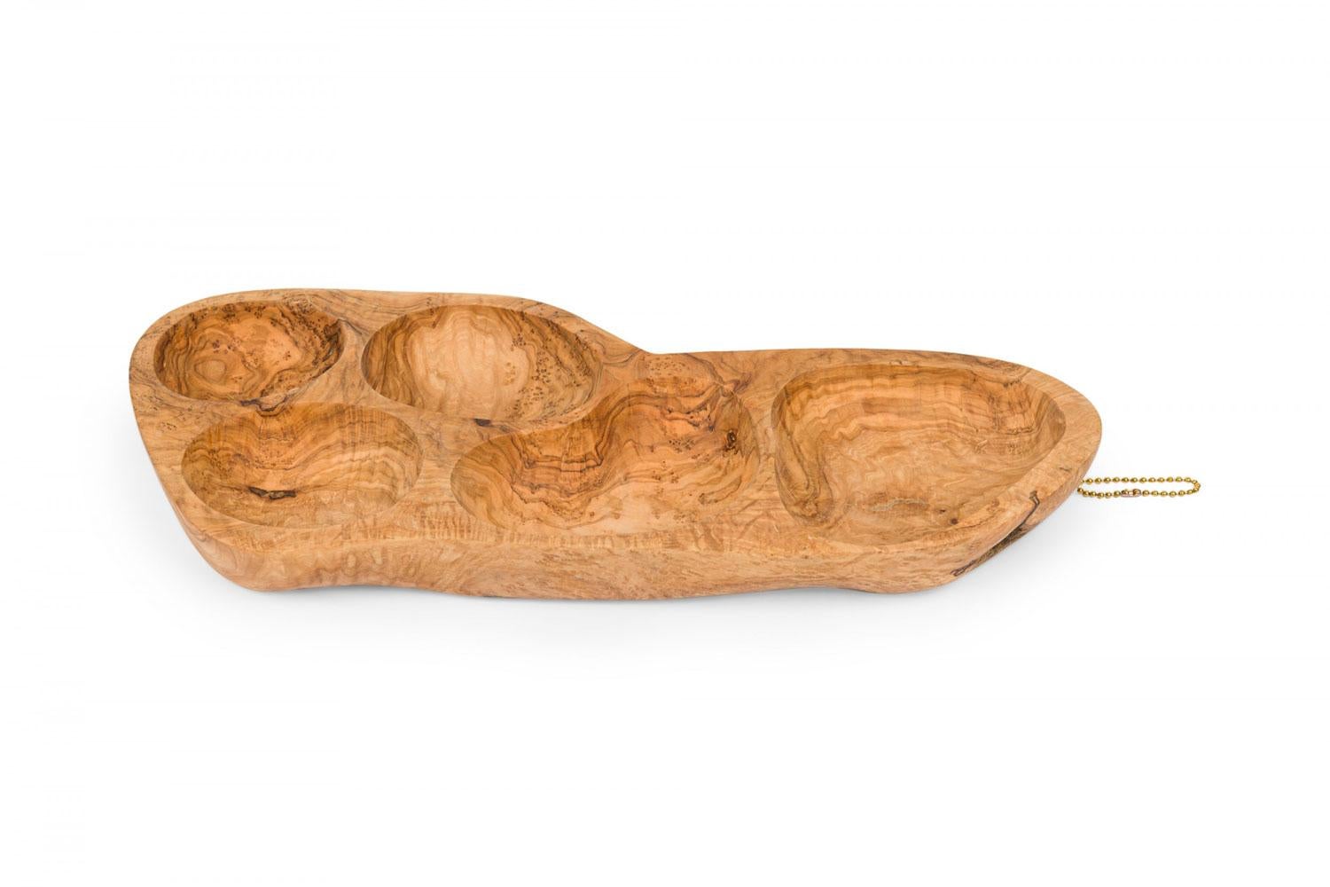Contemporary Modernist Olive Wood Multi-Compartment Tray (Moderne) im Angebot