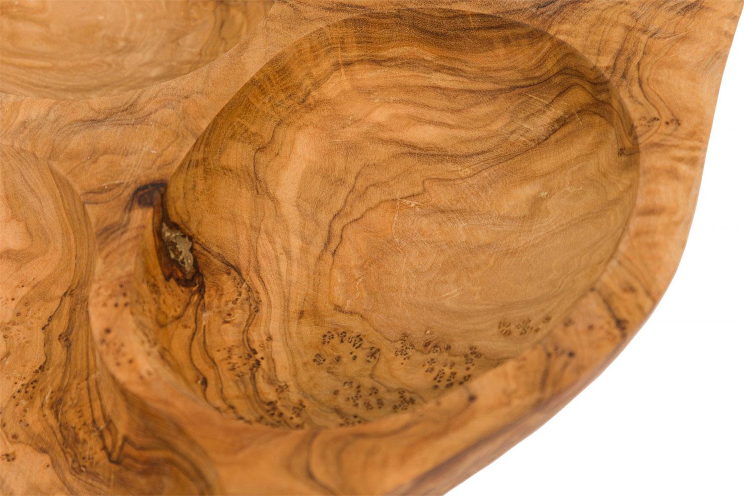 Contemporary Modernist Olive Wood Multi-Compartment Tray im Angebot 1