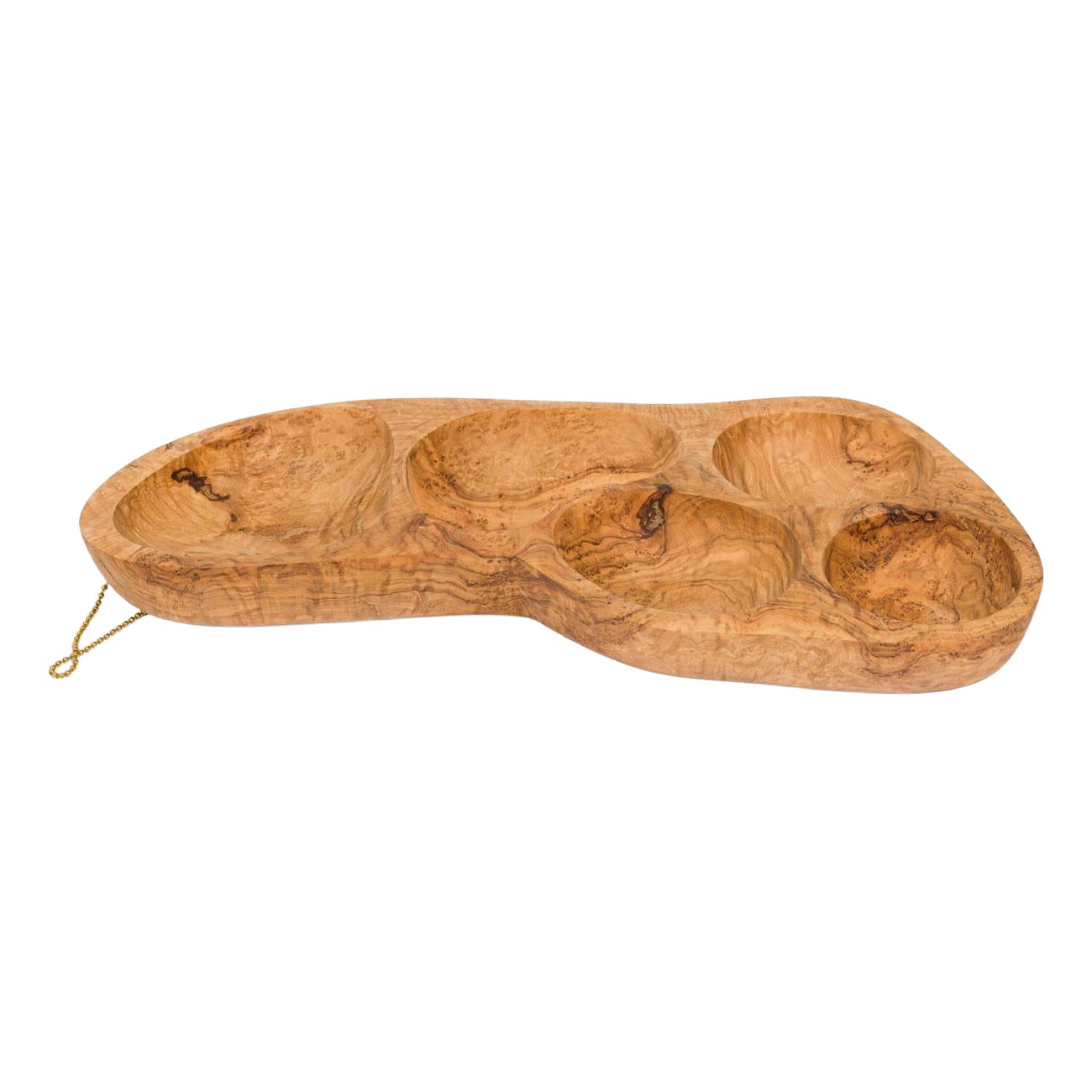 Contemporary Modernist Olive Wood Multi-Compartment Tray