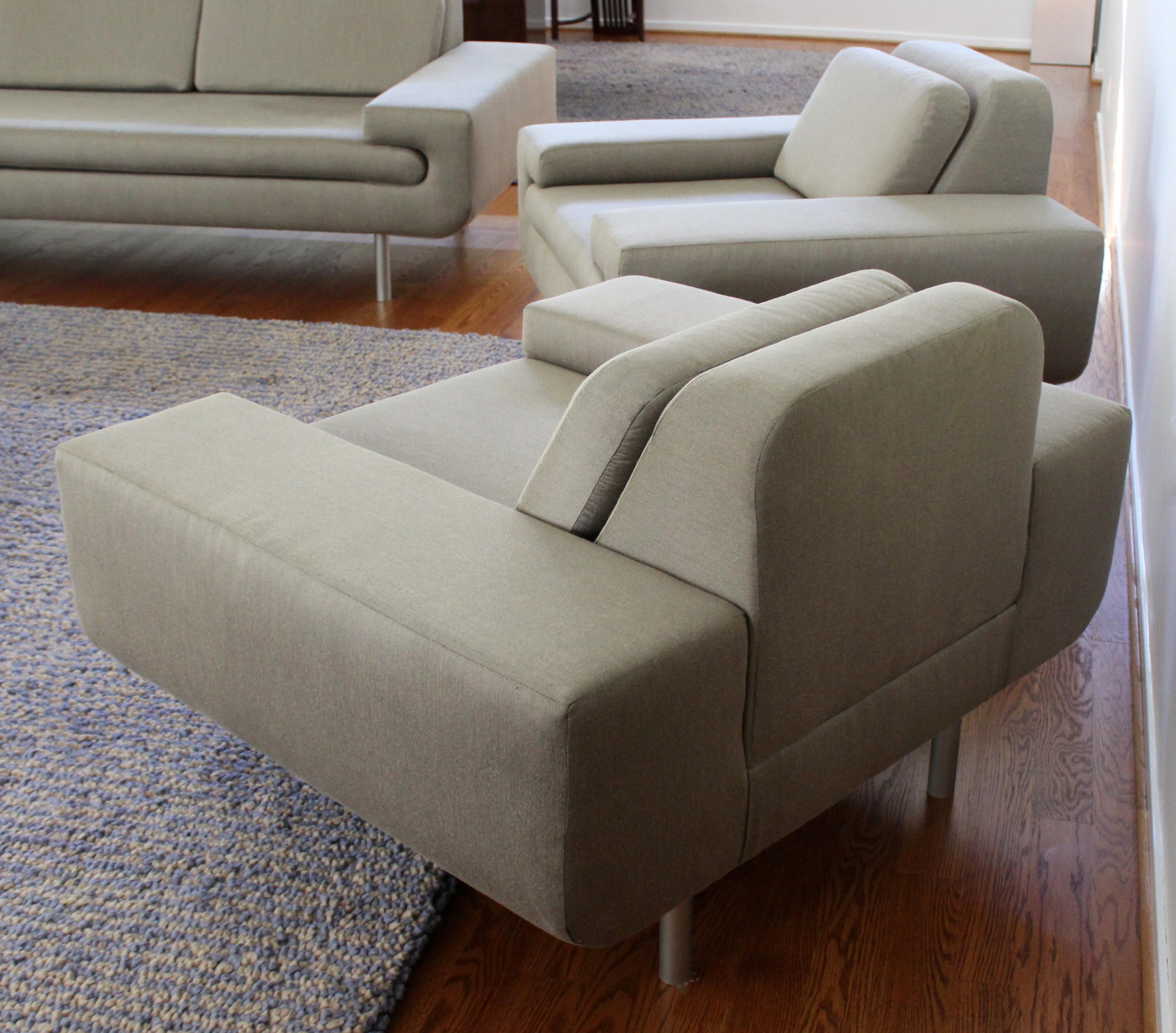 Fabric Contemporary Modernist Pair of Sculptural Lounge Chairs by Weiman Preview