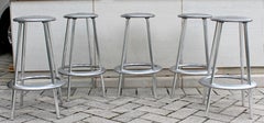Contemporary Modernist Polished Aluminum Set of 5 Bar Stools by Allermuir, 1990s