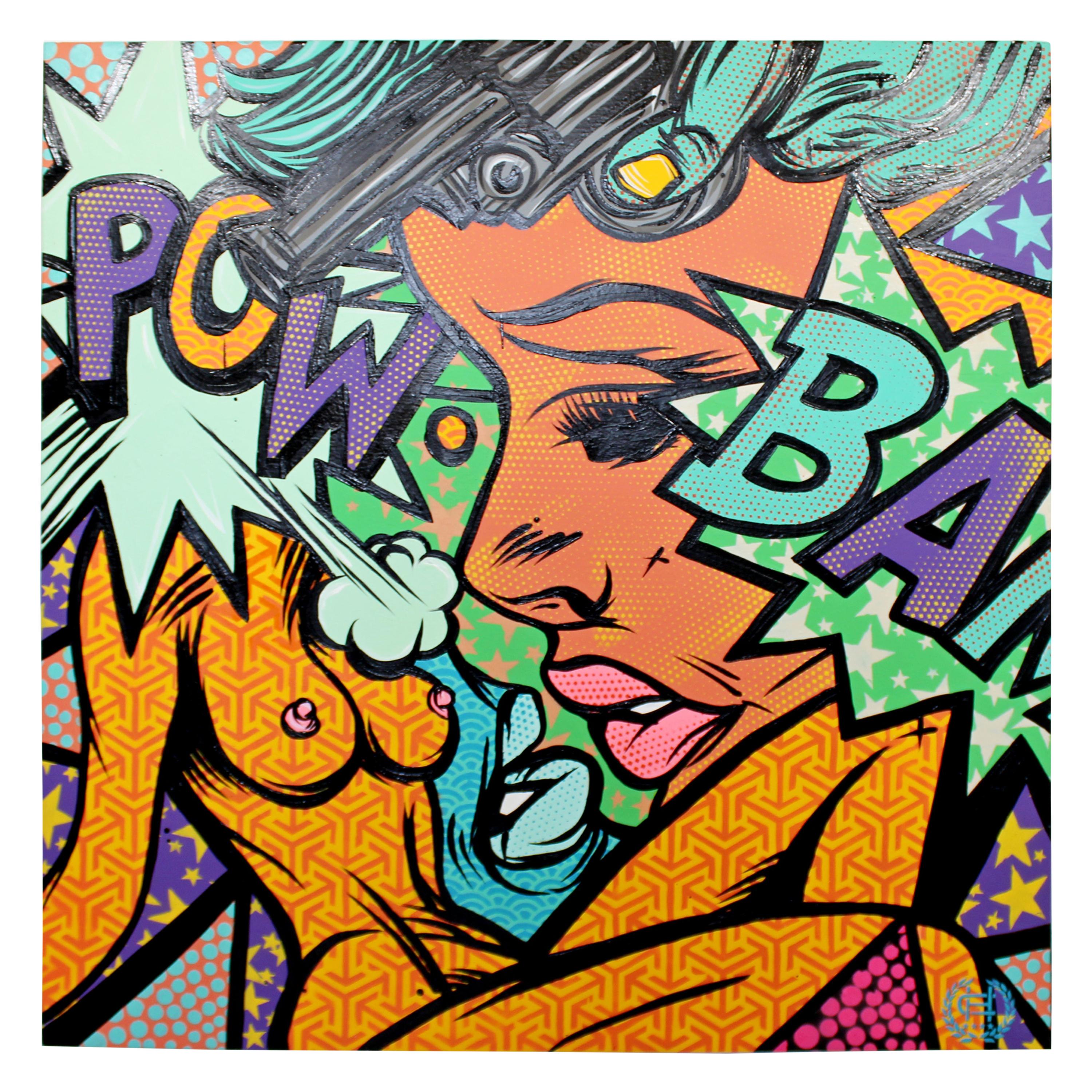 Contemporary Modernist Pop Graphic Art Signed Chris Hobe Artrevolt, Dated 2015