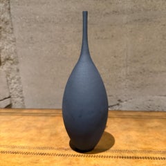 Contemporary Modernist Pottery Vase Dark Gray Horizontal Texture