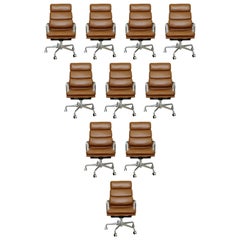 Contemporary Modernist Set 10 Eames Herman Miller Rolling Office Chairs Leather