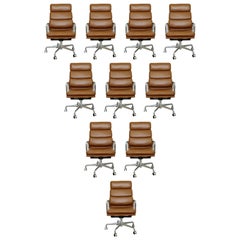 Contemporary Modernist Set 10 Eames Herman Miller Rolling Office Chairs Leather