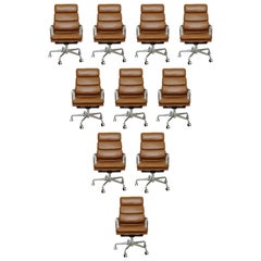 Moderniste contemporain Set 10 Eames Herman Miller Rolling Office Chairs en cuir