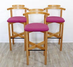 Contemporary Modernist Set of 3 Gangso Mobler Bar Stools Danish Blonde Wood