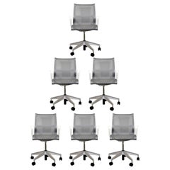 Contemporary Modernist Set of 6 Swivel Rolling Office Chairs Herman Miller