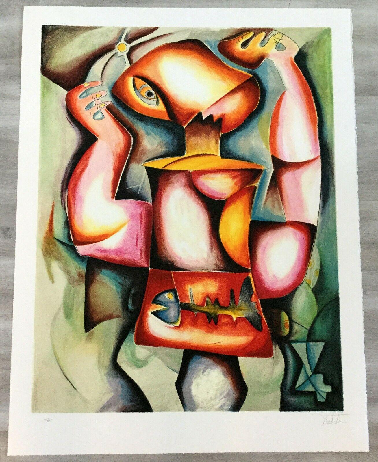 Contemporary Modernist Unframed Dreams Catching Alexandra Nechita Signed Litho In Good Condition For Sale In Keego Harbor, MI