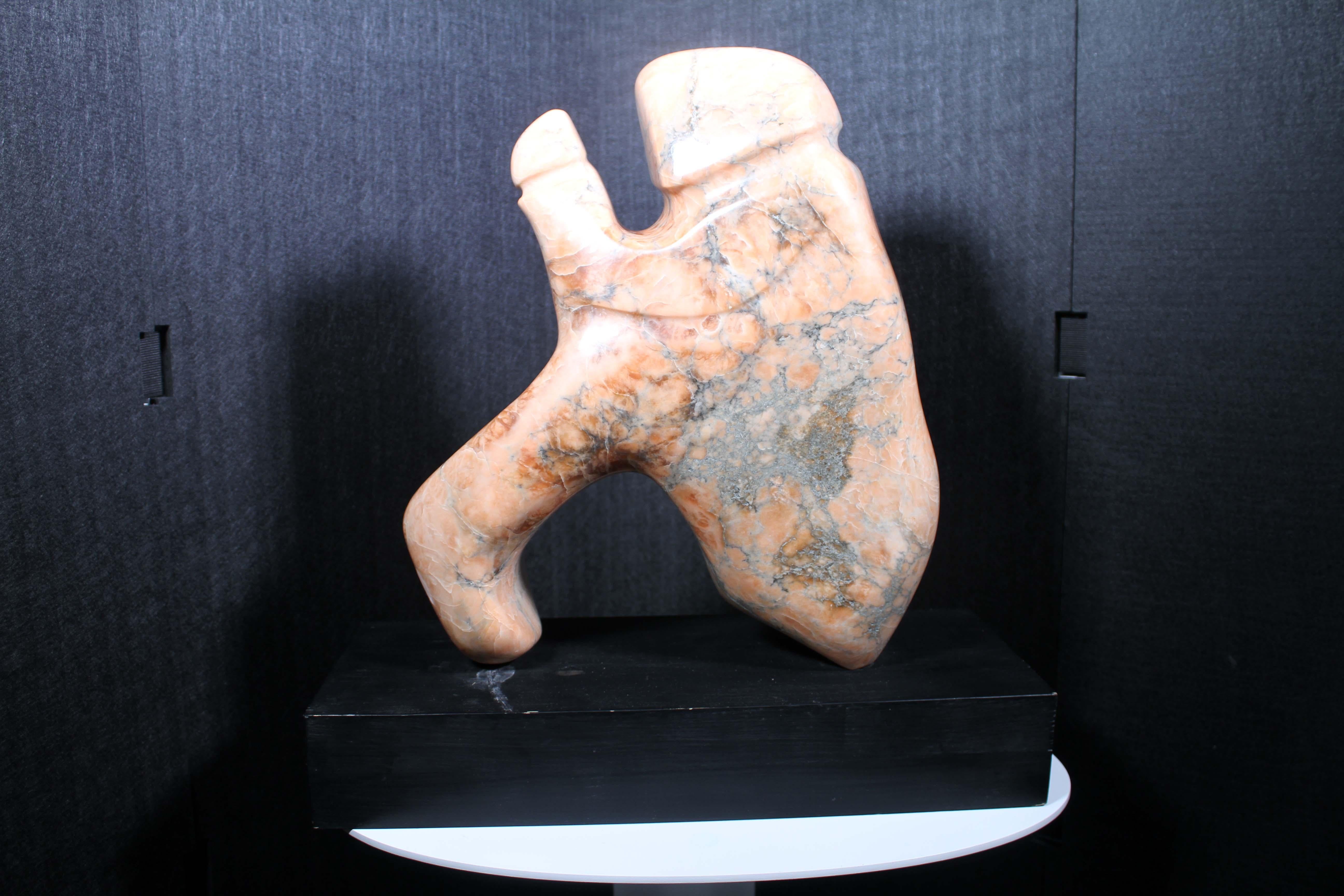 20th Century Contemporary Modernist Verona Pink Marble Biomorphic Abstract Sculpture on Base For Sale