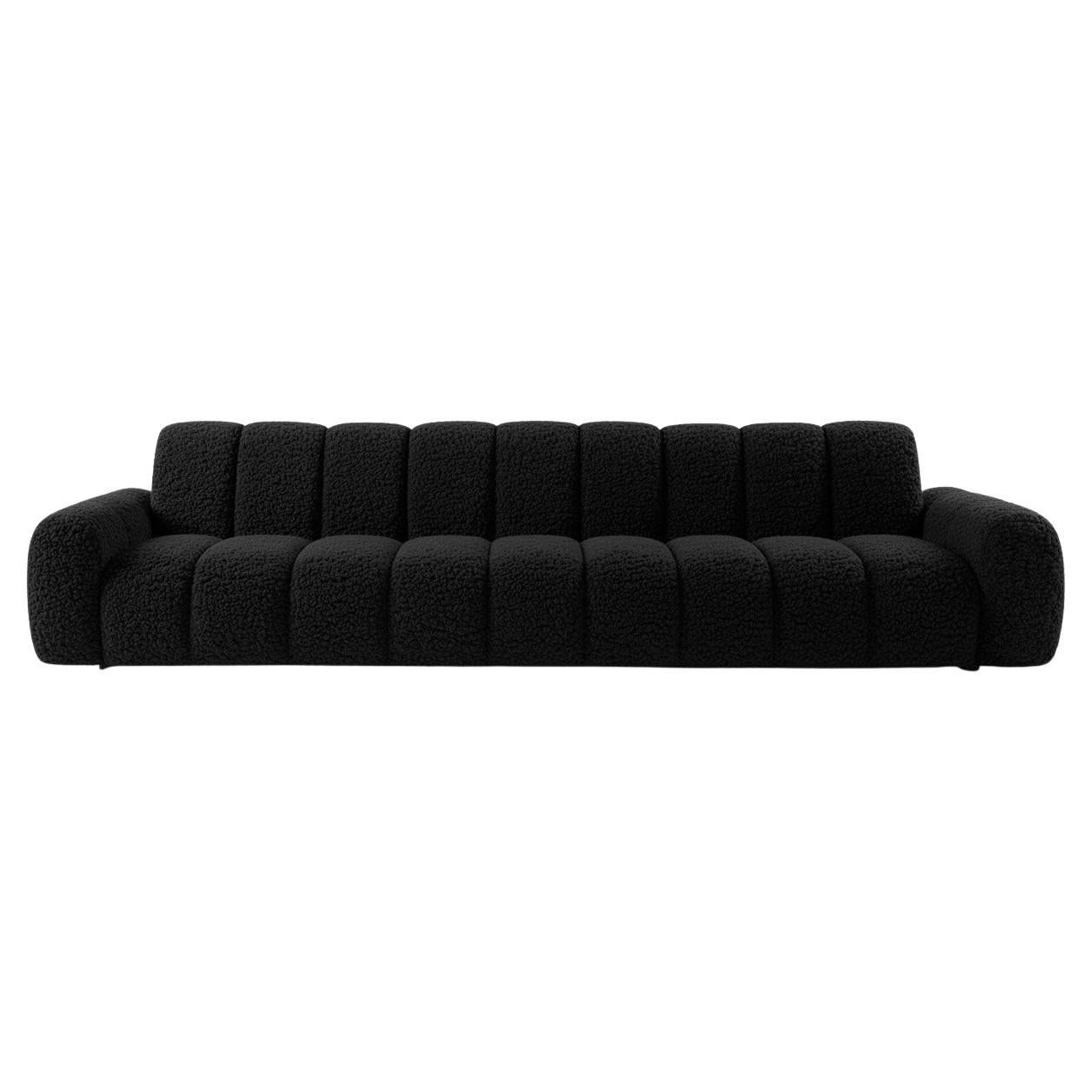 Modern Modular Sofa, Black Shearling, Temple