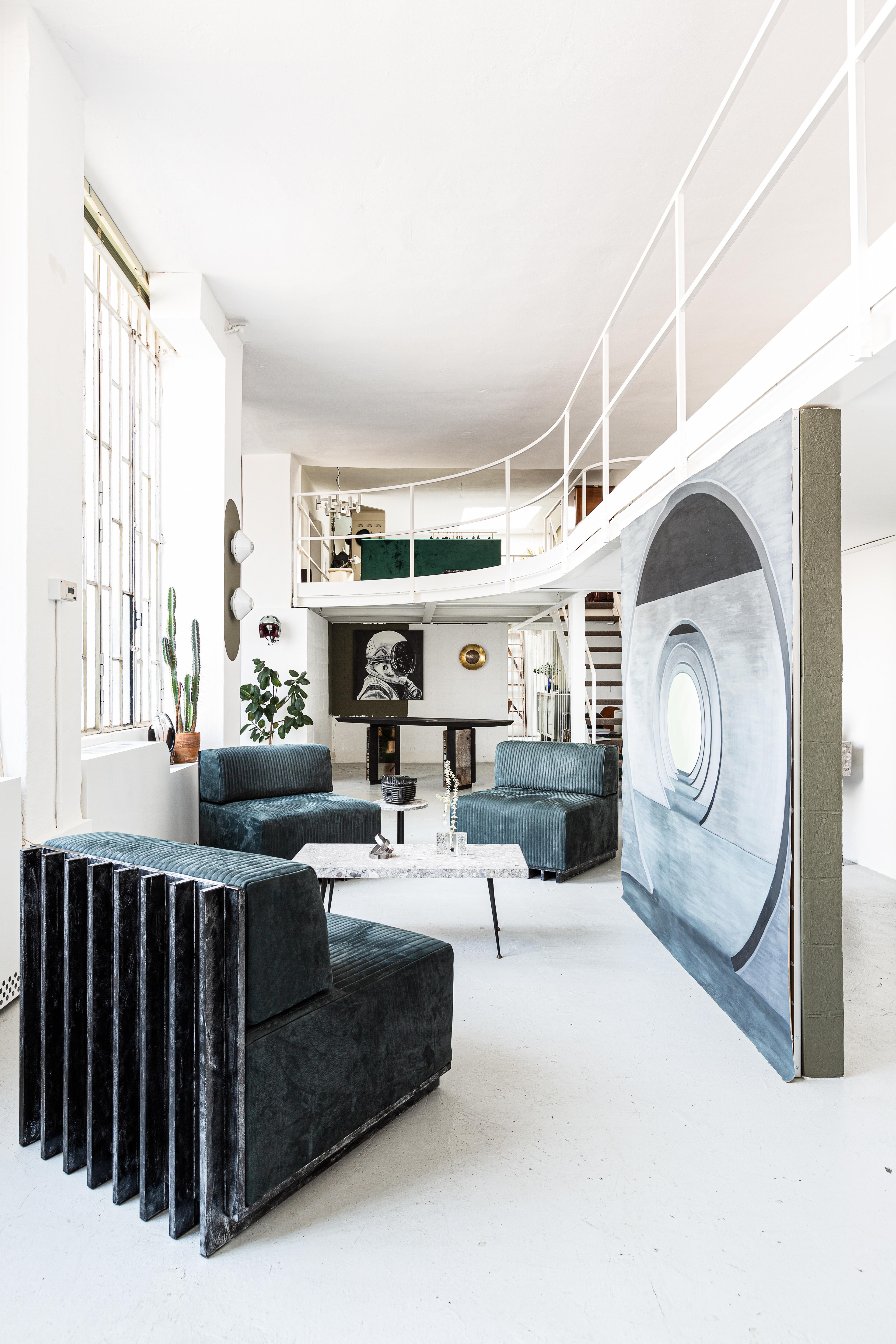 Contemporary modular Sofa & Armchairs LAmè system, brutalist furniture en venta 8