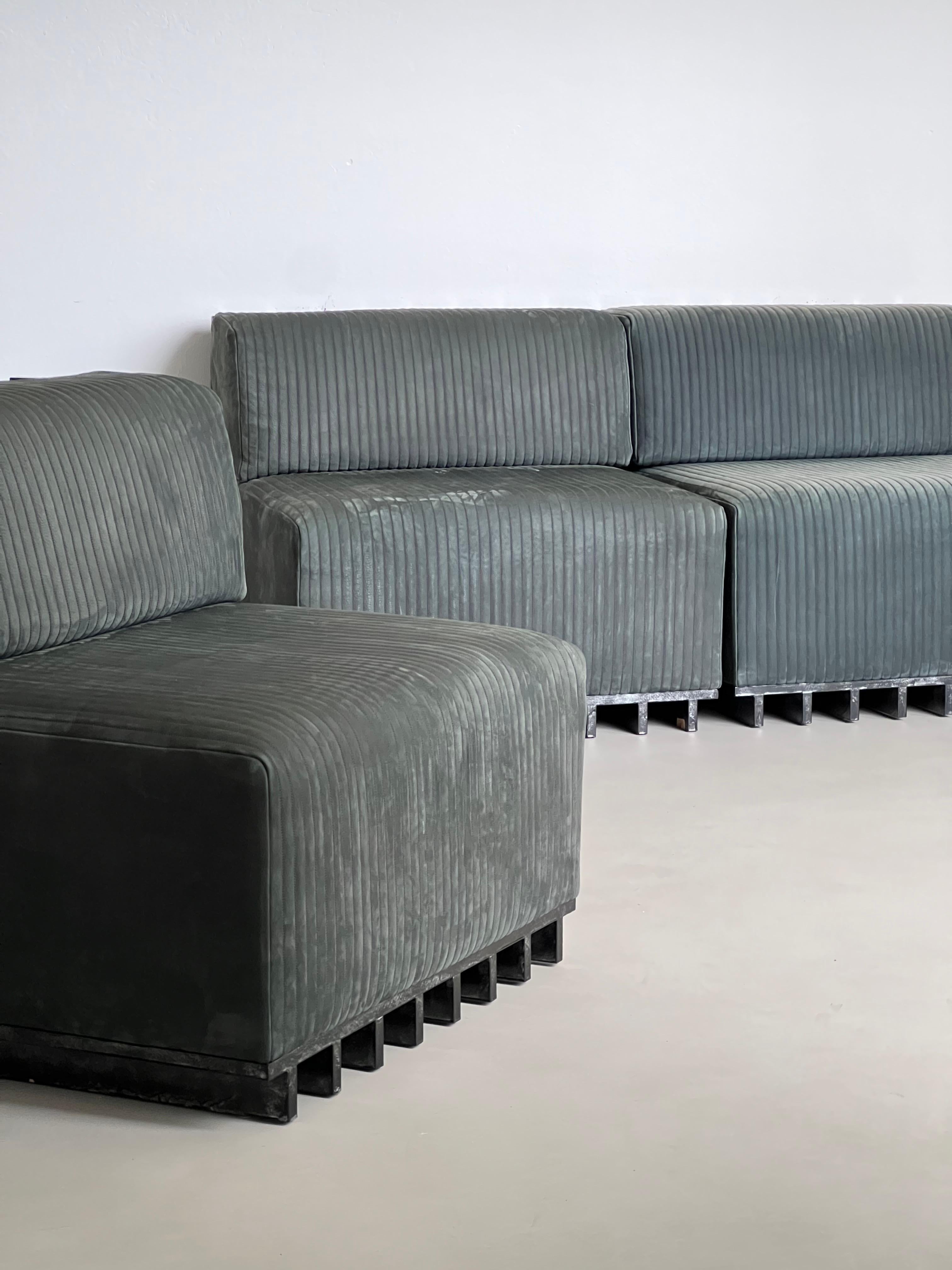 Contemporary modular Sofa & Armchairs LAmè system, brutalist furniture en venta 10