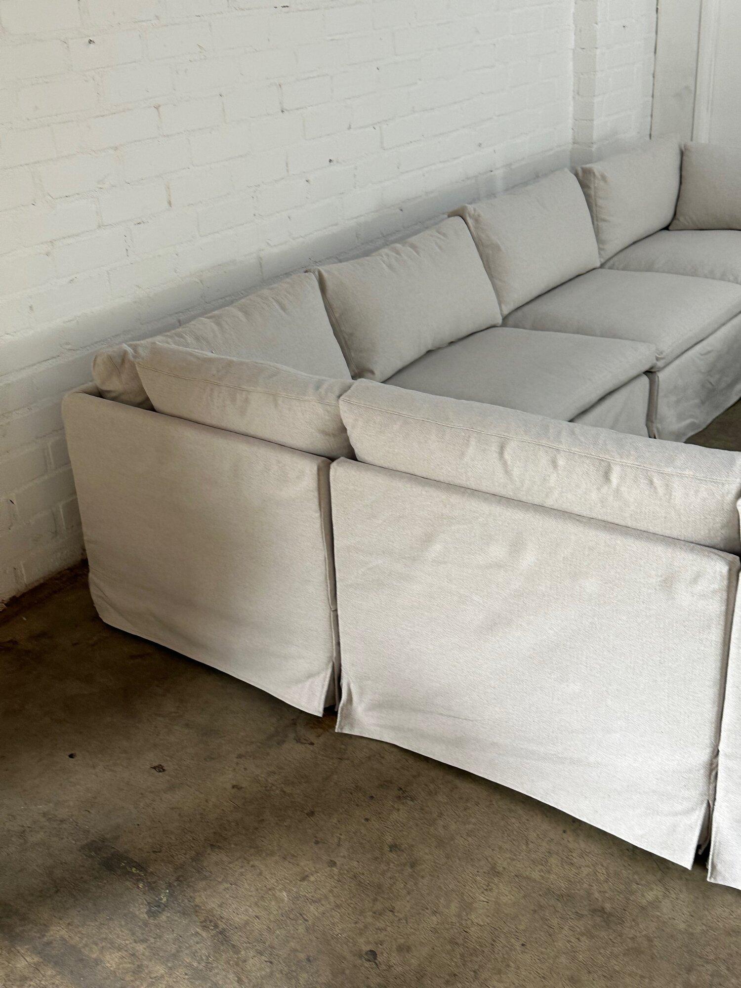 Contemporary Modular Sofa in Bone Beige In Good Condition For Sale In Los Angeles, CA