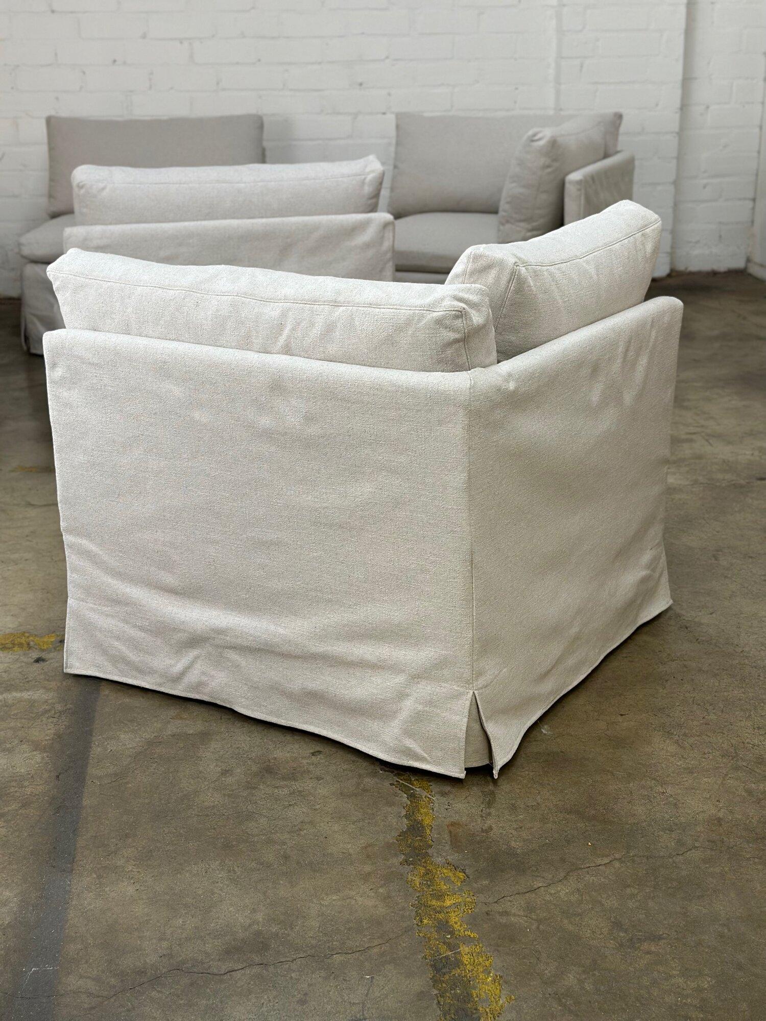 Linen Contemporary Modular Sofa in Bone Beige For Sale